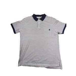 Southern Proper Pocket Polo Shirt Blue Green Stripes Short Sleeve Cotton M